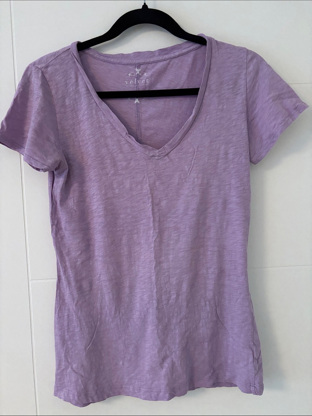 Velvet Lavender V-Neck Short Sleeve Tee